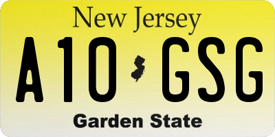 NJ license plate A10GSG