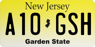 NJ license plate A10GSH