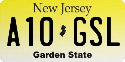 NJ license plate A10GSL