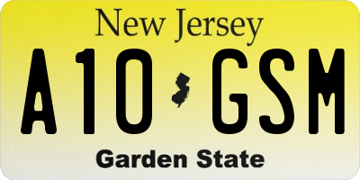 NJ license plate A10GSM