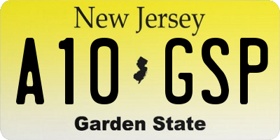 NJ license plate A10GSP