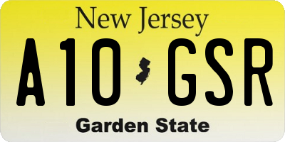 NJ license plate A10GSR