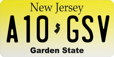 NJ license plate A10GSV