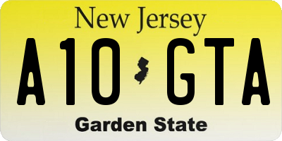 NJ license plate A10GTA