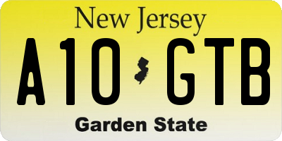 NJ license plate A10GTB