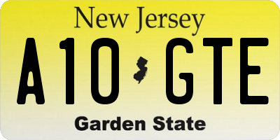 NJ license plate A10GTE
