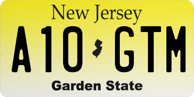 NJ license plate A10GTM