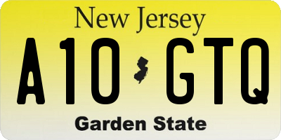 NJ license plate A10GTQ