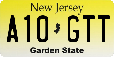 NJ license plate A10GTT