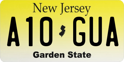 NJ license plate A10GUA