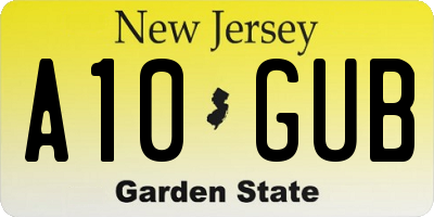 NJ license plate A10GUB