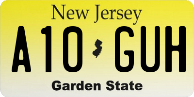 NJ license plate A10GUH