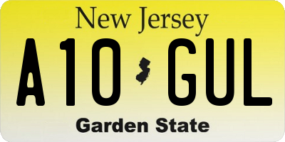 NJ license plate A10GUL