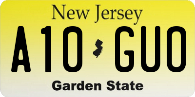 NJ license plate A10GUO