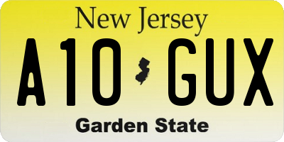 NJ license plate A10GUX