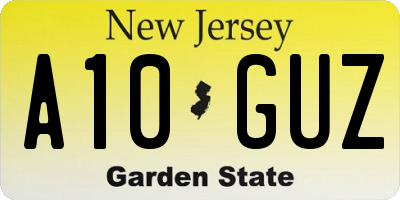 NJ license plate A10GUZ