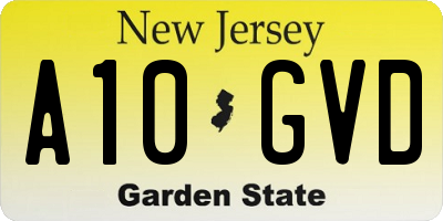 NJ license plate A10GVD