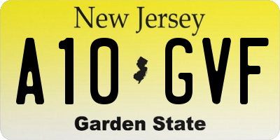 NJ license plate A10GVF