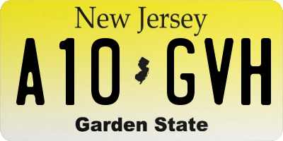 NJ license plate A10GVH