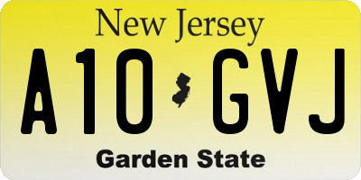 NJ license plate A10GVJ