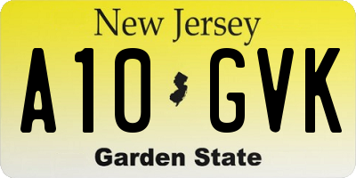 NJ license plate A10GVK