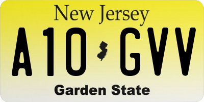 NJ license plate A10GVV