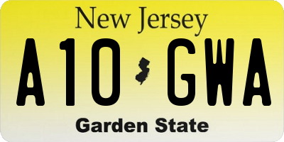 NJ license plate A10GWA