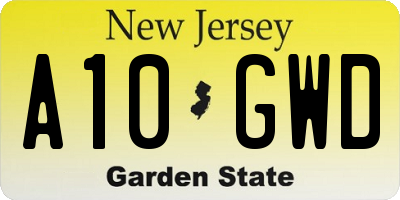 NJ license plate A10GWD