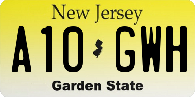 NJ license plate A10GWH