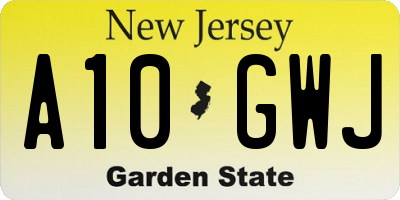NJ license plate A10GWJ