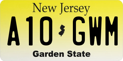 NJ license plate A10GWM