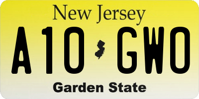 NJ license plate A10GWO