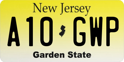 NJ license plate A10GWP