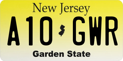 NJ license plate A10GWR