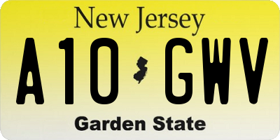 NJ license plate A10GWV