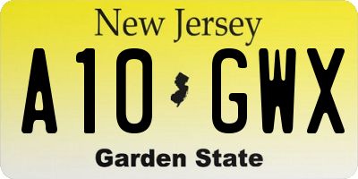 NJ license plate A10GWX