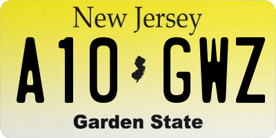 NJ license plate A10GWZ