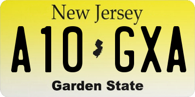 NJ license plate A10GXA