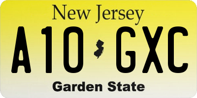 NJ license plate A10GXC