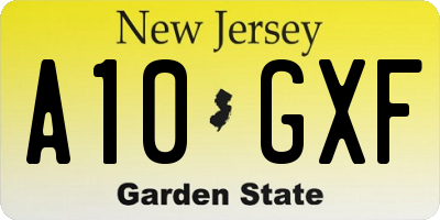 NJ license plate A10GXF