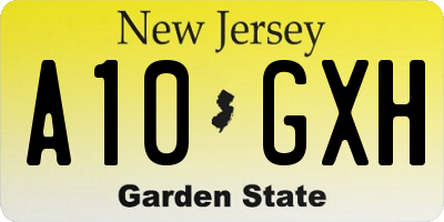 NJ license plate A10GXH