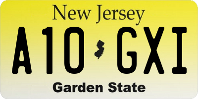 NJ license plate A10GXI