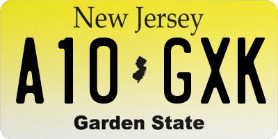 NJ license plate A10GXK