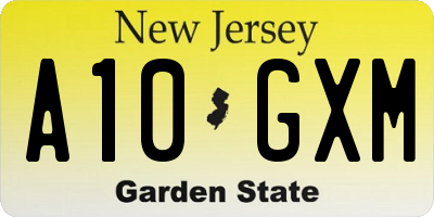 NJ license plate A10GXM