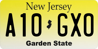 NJ license plate A10GXO