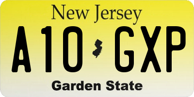 NJ license plate A10GXP