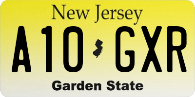 NJ license plate A10GXR