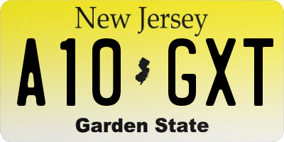 NJ license plate A10GXT