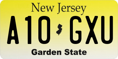 NJ license plate A10GXU
