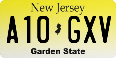 NJ license plate A10GXV